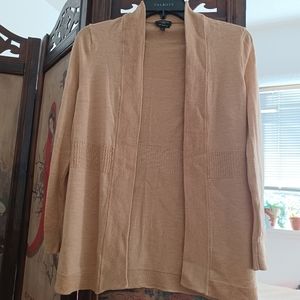 Talbot's women's flyaway cardigan. Pure merino wool. Oatmeal color. Petite small